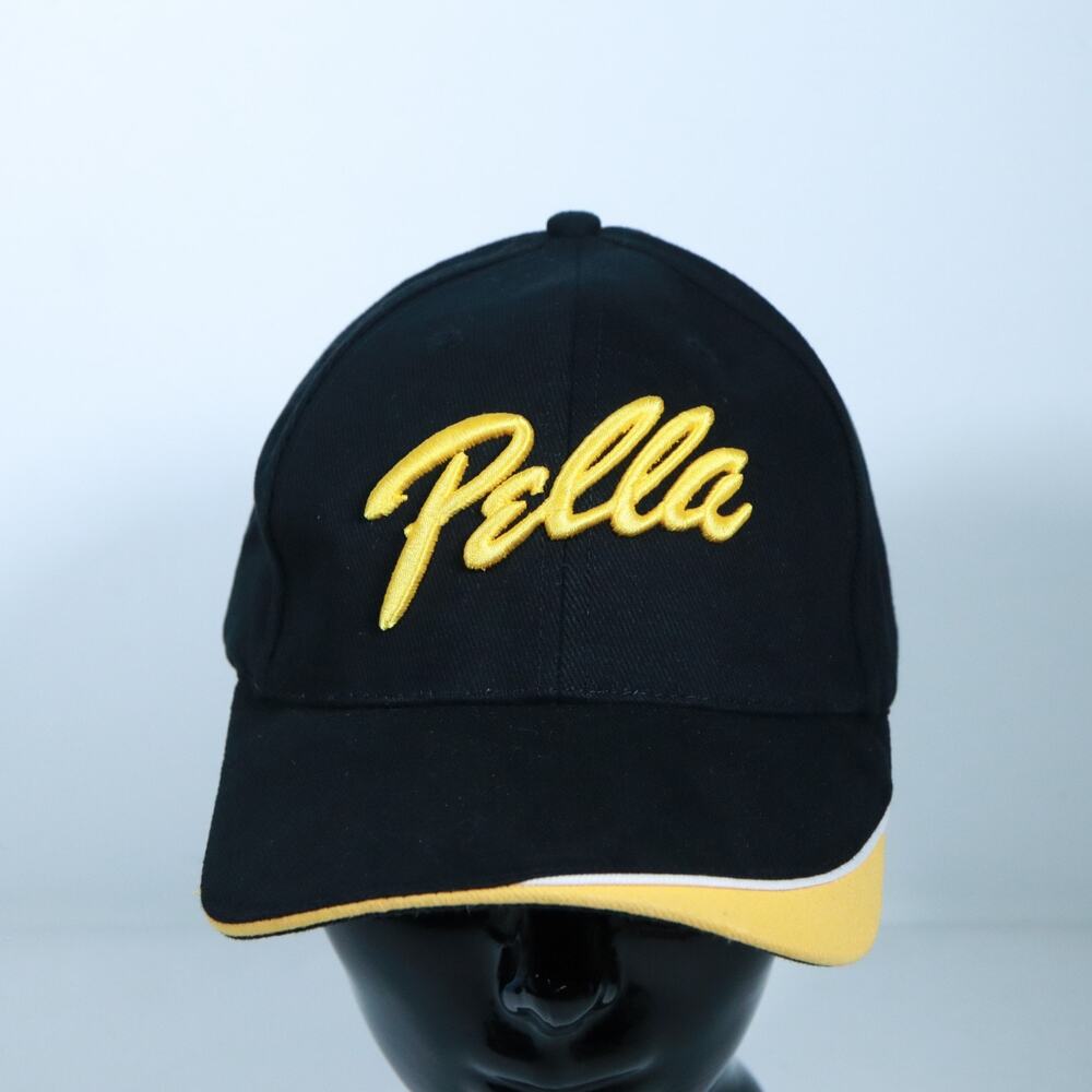 Pella Windows Adjustable Strapback Hat Black Yellow